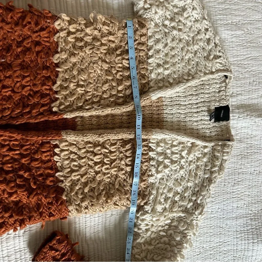 Oversized Slouchy Women’s Color Block Chunky Open Front Cardigan Sweater Medium
